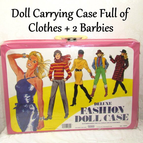BARBIE CLOTHES & DOLLS LOT in CARRY CASE CLOSET, 2 BARBIES w GLORIOUS HAIR, 1976 - Picture 1 of 15